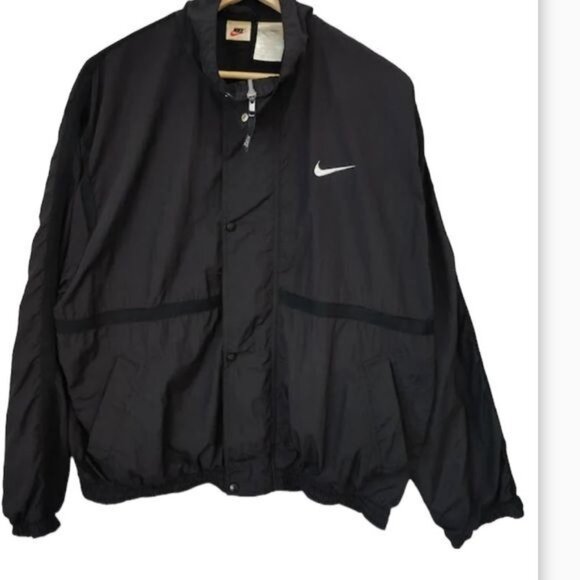 Vintage 90,Nike Windbreaker Jacket Large Black Nylon Polyester - Picture 1 of 10